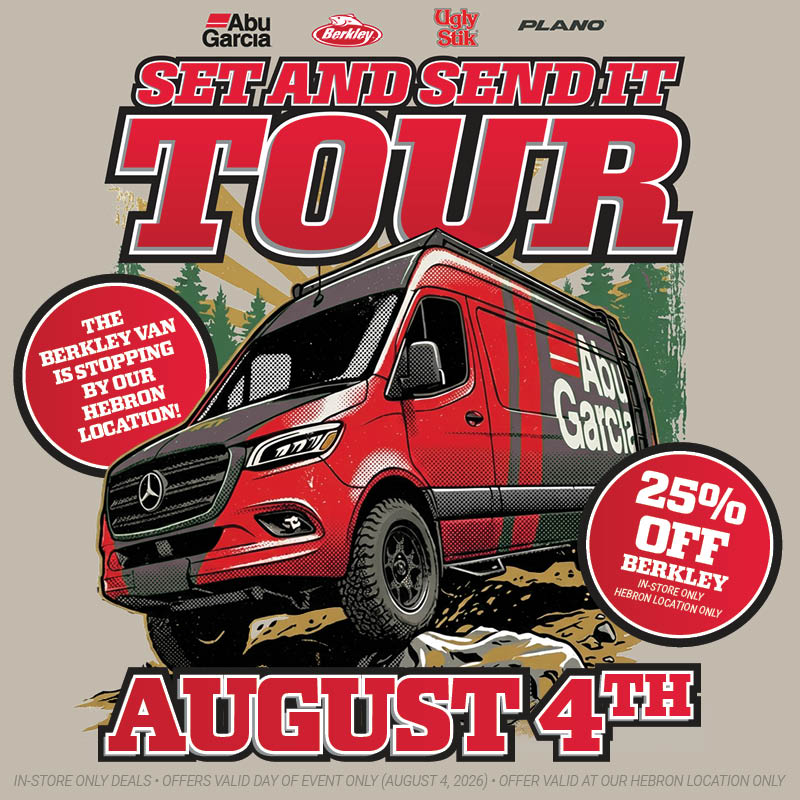 Berkley Set and Send It Tour at Vance Outdoors Hebron on August 4, 2026