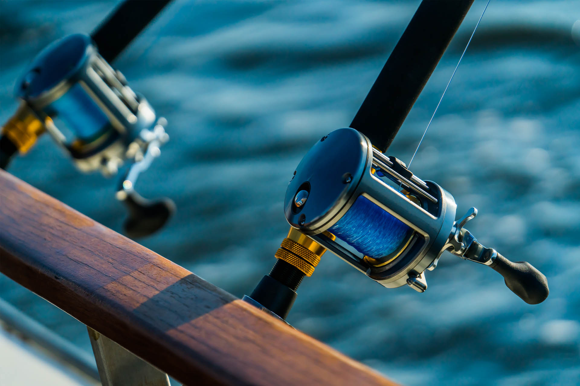 Fishing rods off of boat