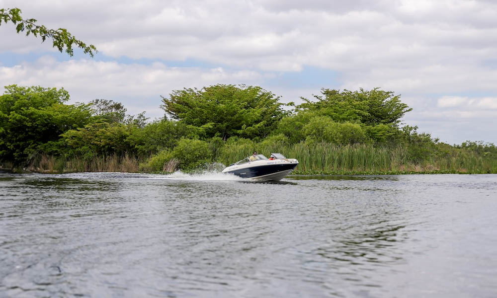 Speed boat on water