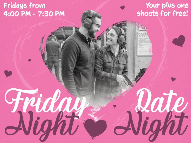 Couple wearing hearing protection during Friday Night Date Night at the range